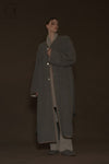 Mutedance 24 Autumn and Winter Collarless Buttoned Belt Long Coat MD-MD24FW19-GRAY MD24FW19 MD24FW20